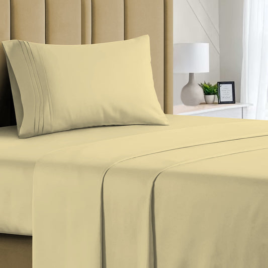 Buy 1 Get 1 - 1800 TC Series Double Brushed Bamboo Blend Twin Bed Sheet Set (3-Piece)