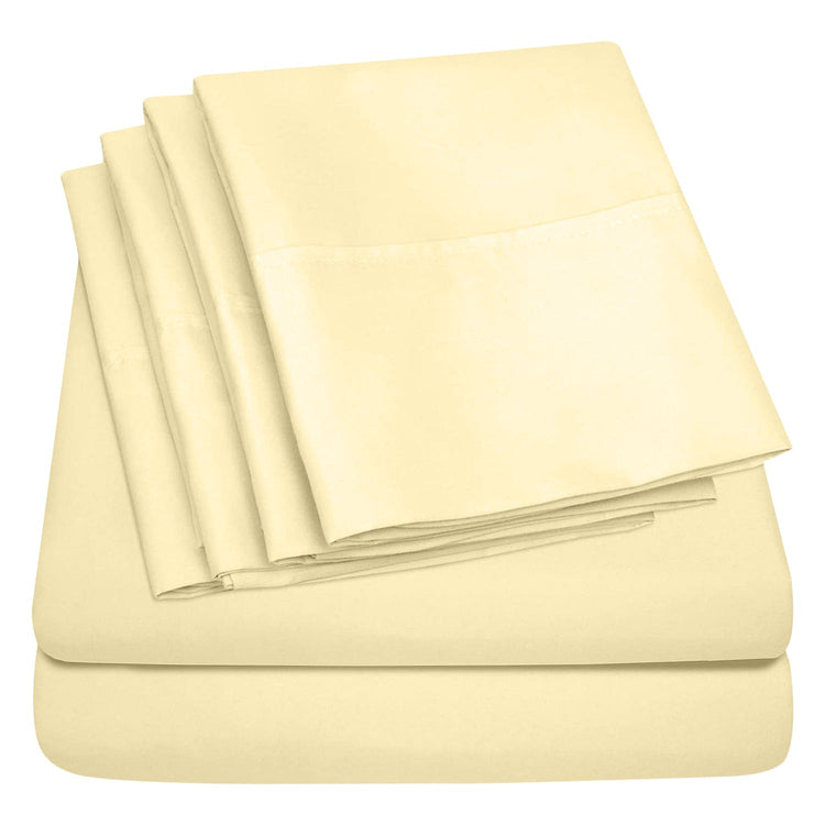 Buy 1 Get 1 - 1800 TC Series Double Brushed Bamboo Blend Cream Bed Sheet Set (6-Piece)