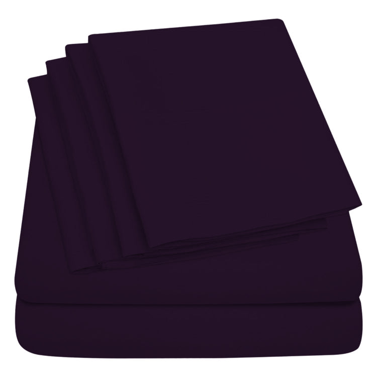 Buy 1 Get 1 - 1800 TC Series Double Brushed Bamboo Blend Eggplant Bed Sheet Set (6-Piece)