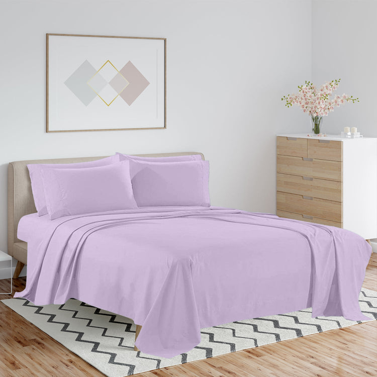 Buy 1 Get 1 - 1800 TC Series Double Brushed Bamboo Blend Lilac Bed Sheet Set (6-Piece)