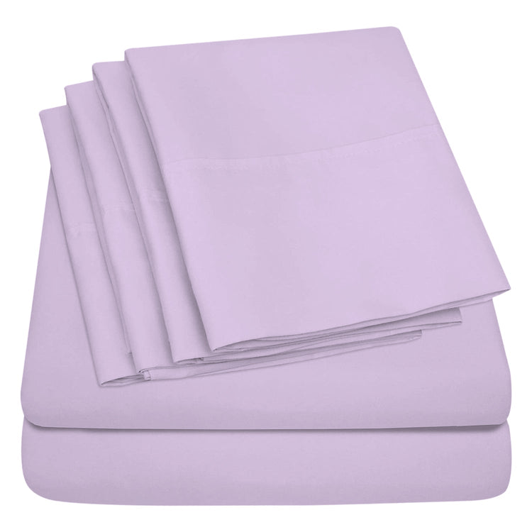 Buy 1 Get 1 - 1800 TC Series Double Brushed Bamboo Blend Lilac Bed Sheet Set (6-Piece)