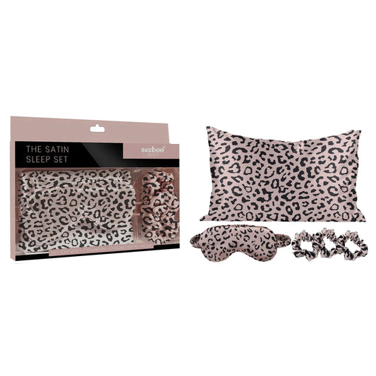 5-Piece Set: Silky Satin Sleep Mask with Pillowcase and Scrunchies