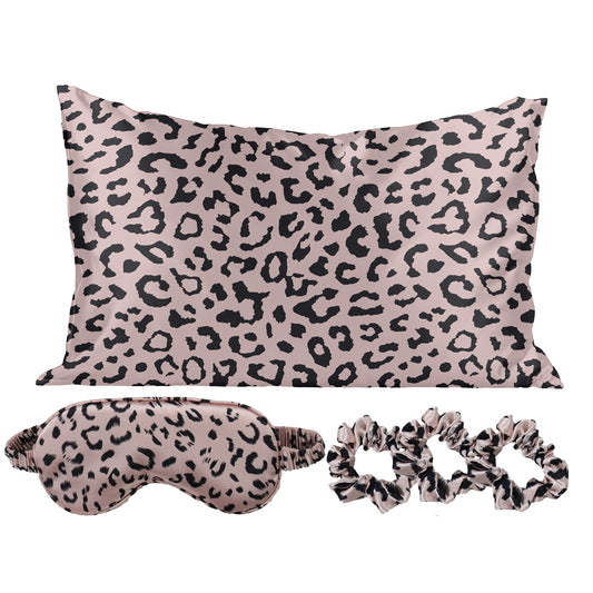 5-Piece Set: Silky Satin Sleep Mask with Pillowcase and Scrunchies