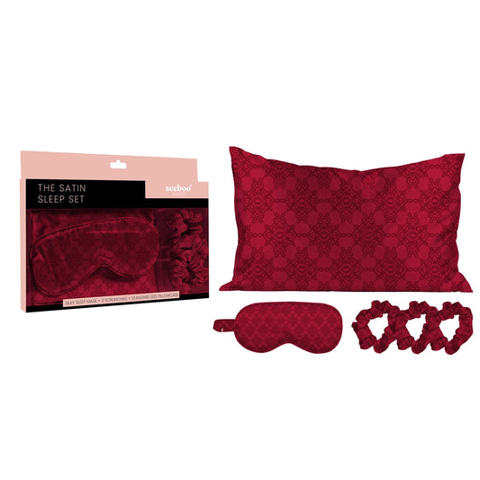 5-Piece Set: Silky Satin Sleep Mask with Pillowcase and Scrunchies