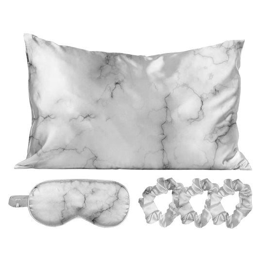 5-Piece Set: Silky Satin Sleep Mask with Pillowcase and Scrunchies