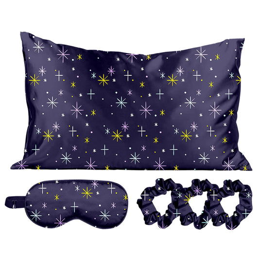 5-Piece Set: Silky Satin Sleep Mask with Pillowcase and Scrunchies