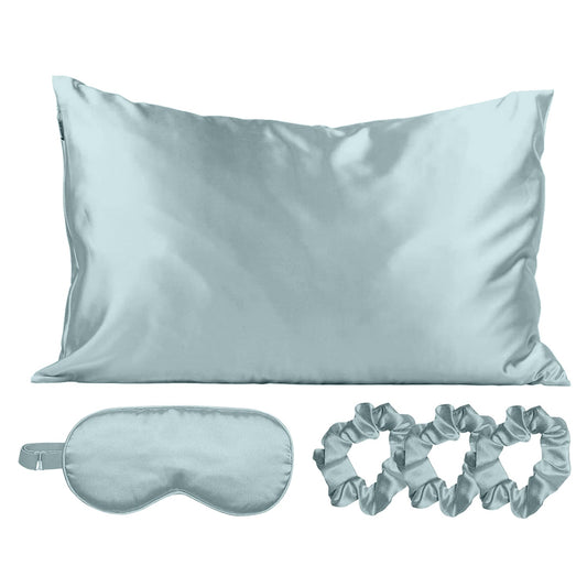 5-Piece Set: Silky Satin Sleep Mask with Pillowcase and Scrunchies