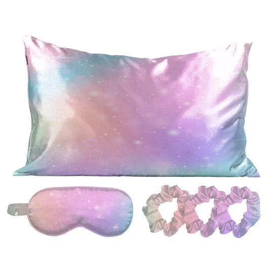 5-Piece Set: Silky Satin Sleep Mask with Pillowcase and Scrunchies