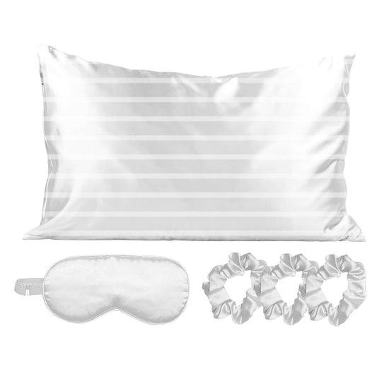 5-Piece Set: Silky Satin Sleep Mask with Pillowcase and Scrunchies