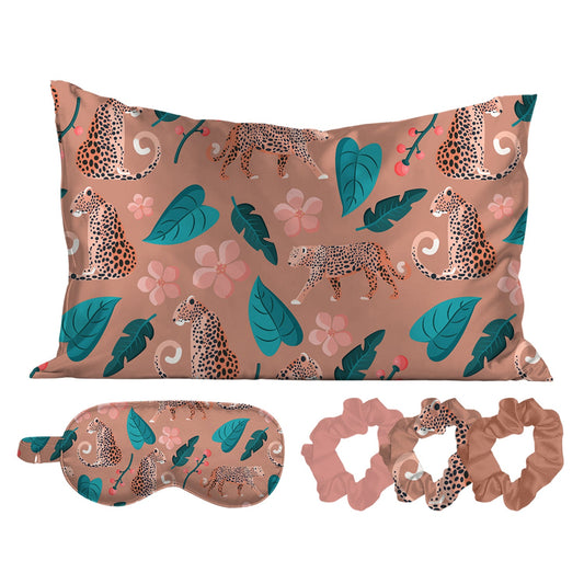 5-Piece Set: Silky Satin Sleep Mask with Pillowcase and Scrunchies